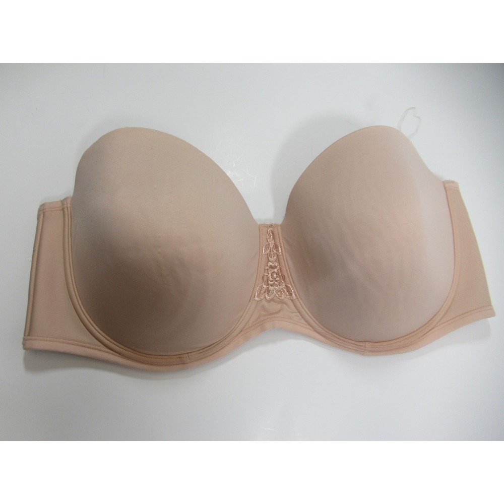 Vanity Fair Strapless Bra 44D Beige Beauty Back Lightly Lined Underwire 74380
